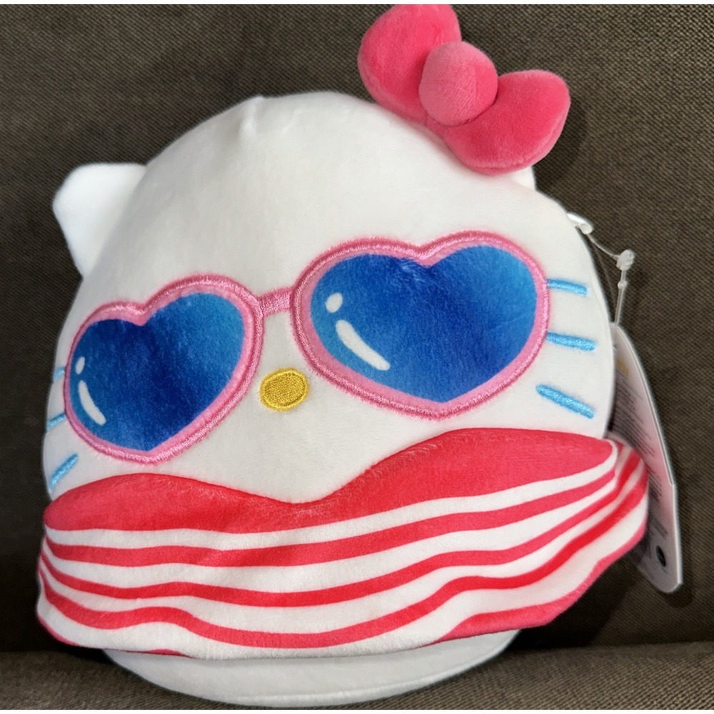 Hello Kitty Squishmallow 6.5" Summer Outfit Swimsuit Sunglasses 2023 Sanrio NWT